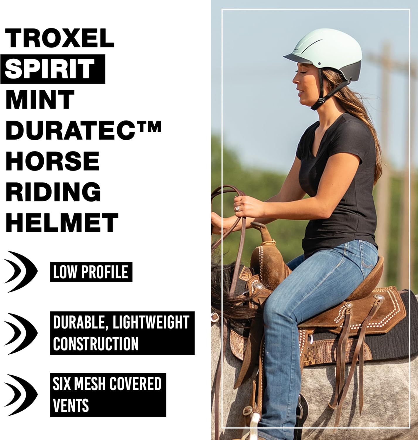 Troxel Spirit Duratec Full Coverage Horse Riding Helmet, Low-Profile Adjustable Design, Safety Horseback Riding Gear