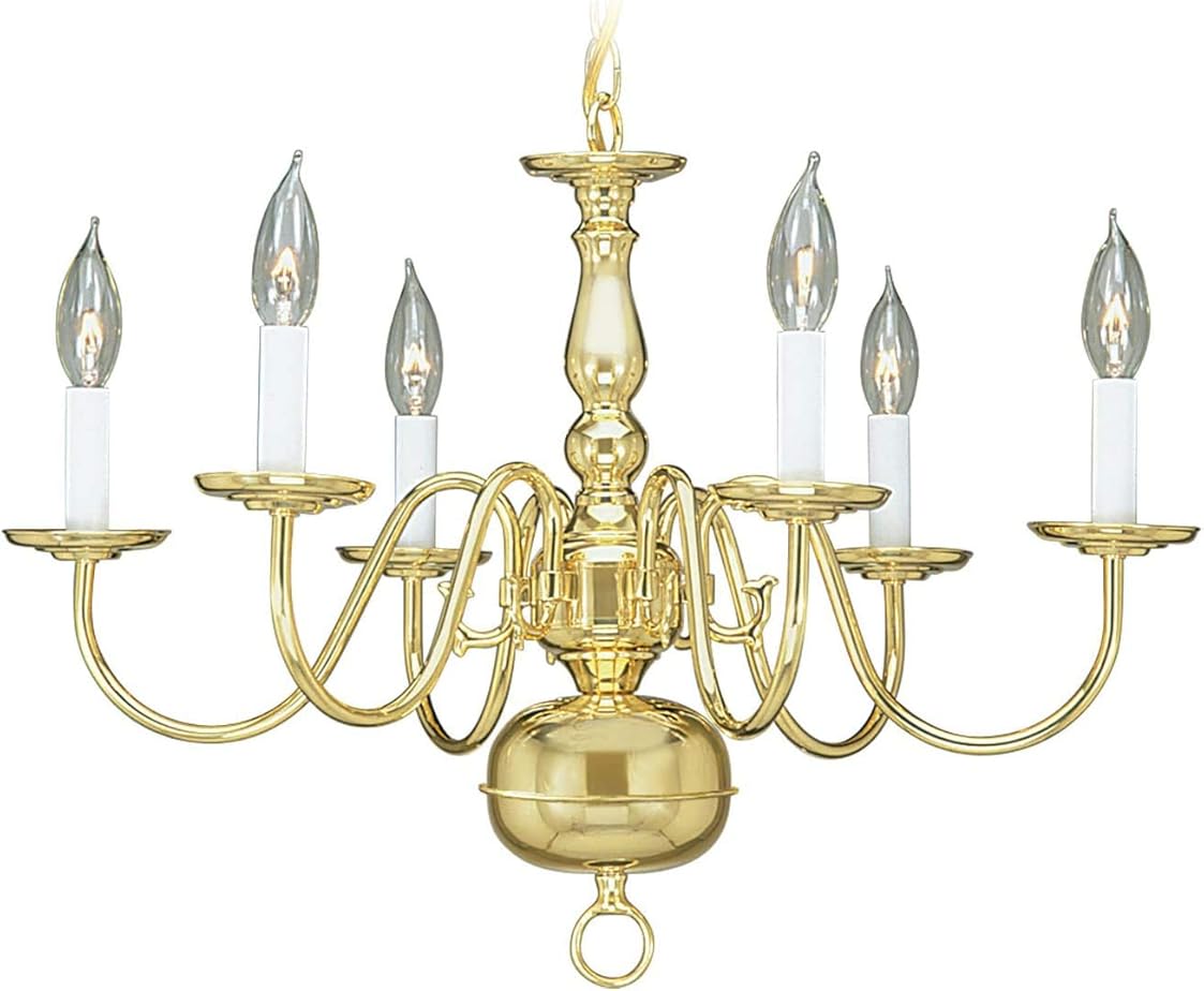 Livex Lighting 5006-02 Williamsburgh 6 Light Polished Brass Chandelier