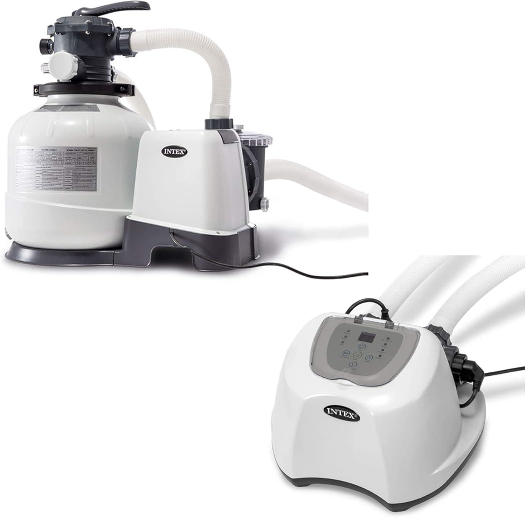 Intex 2800 GPH Pool Sand Filter Pump with Krystal Clear Saltwater System and Automatic Timer for Above Ground Swimming Pools, Black