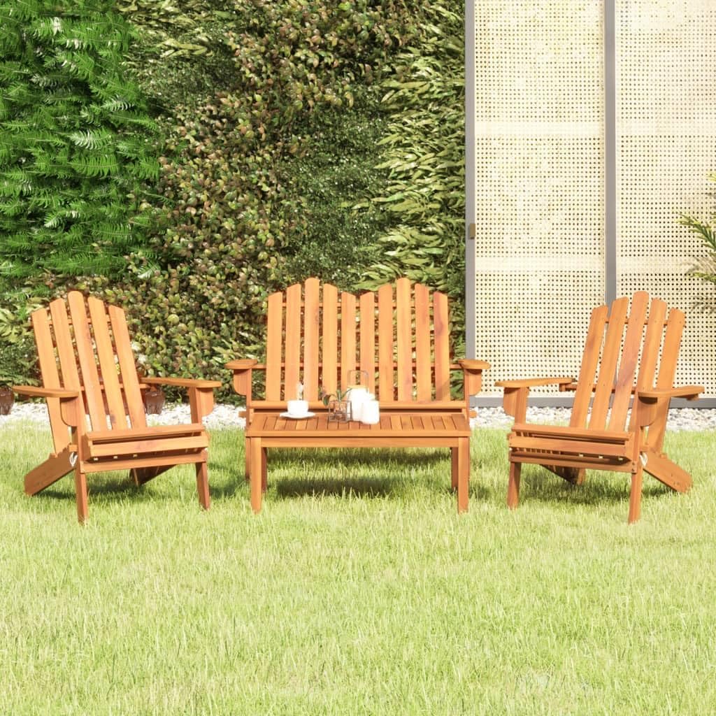 Garden Lounge Set, Brown Solid Acacia Wood, Foldable Patio Furniture for 4 People, Outdoor Dining, Balcony, Terrace