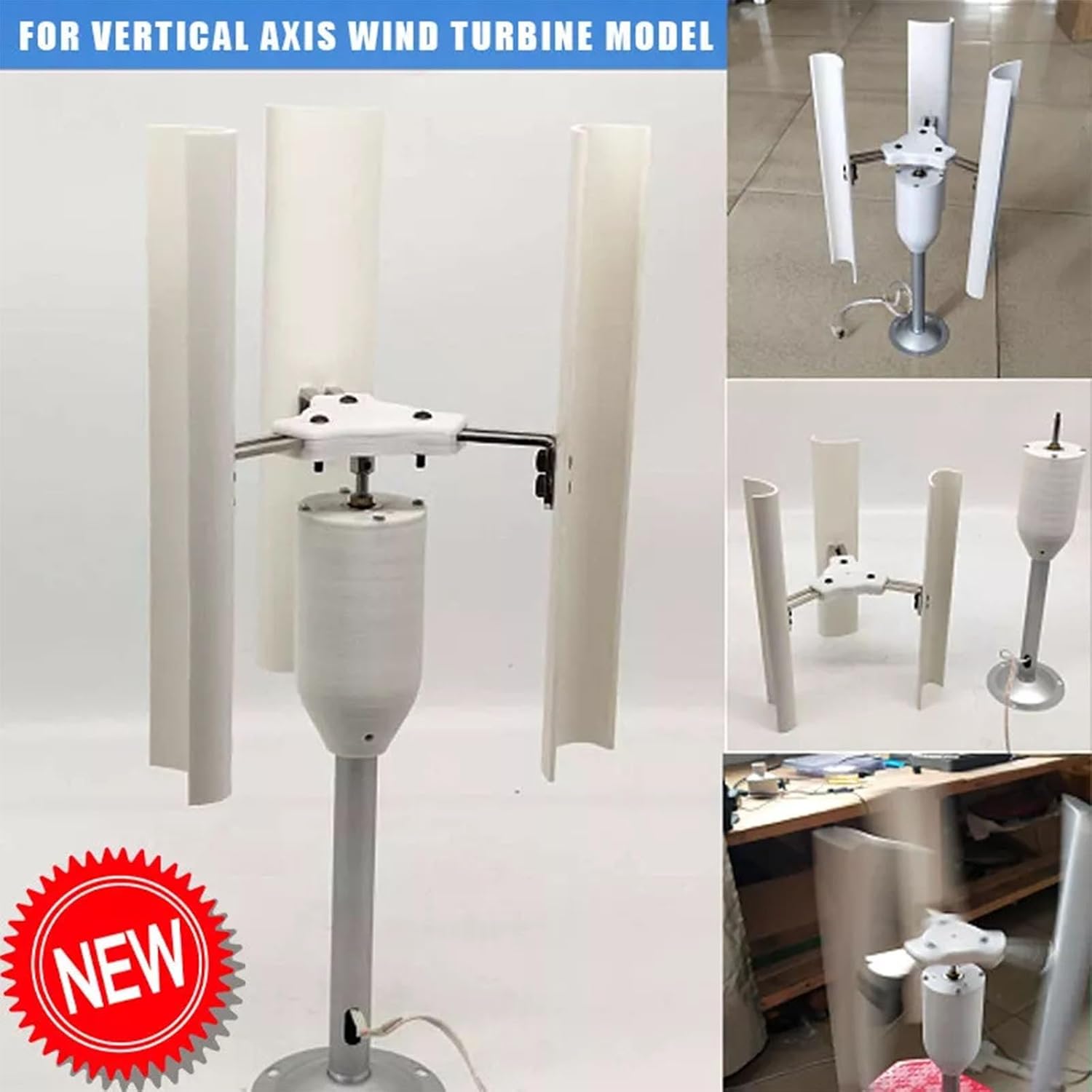 20W 5-Blade Vertical Axis Wind Turbine Generator Kit Portable Generator 3-Phase PMG, DIY Windmill/Night Light Clean Energy For Home/Camping