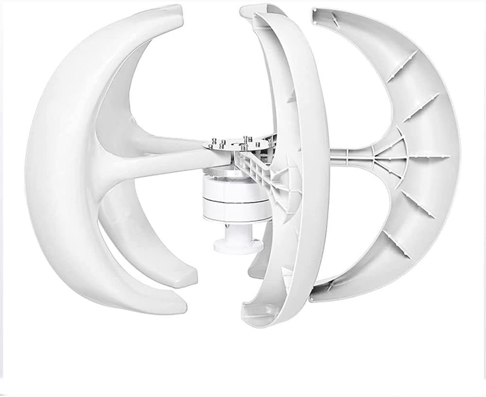 White Wind Turbine Generator Kit, 5 Blades Vertical Wind Turbine, 12V/24V/48V Lantern Wind Generator with Controller