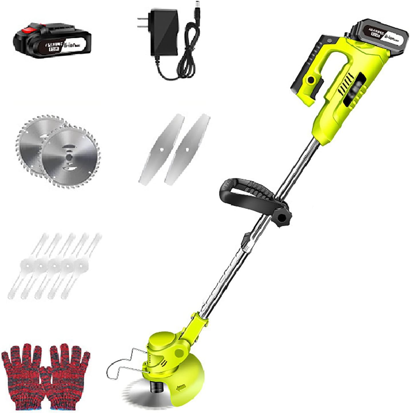 Electric Lawn Mower, 36V Wireless Walk-Behind Lawn Mower Retractable Length with Machine Head Rotary Weeder for Garden Lawn Shrub Trimming