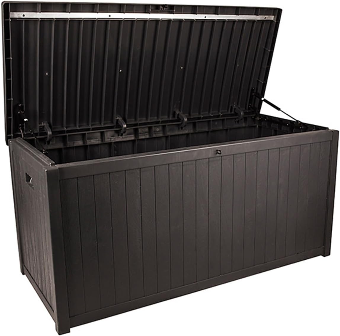 Large Waterproof Deck Box Lockable Resin Design, Outdoor Storage Container for Pool Gear, Garden Tools, Patio Furniture Cushions and More F 1pcs