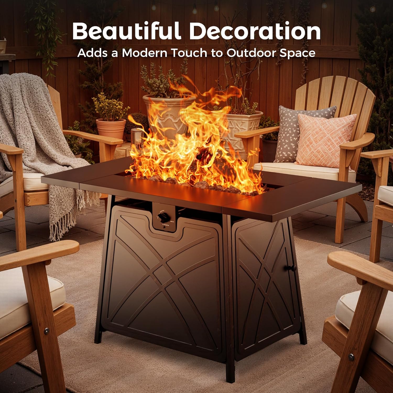 BALI OUTDOORS Propane Fire Pit Patio Outdoor Fire Pit Table Large Firepits for Outside Black