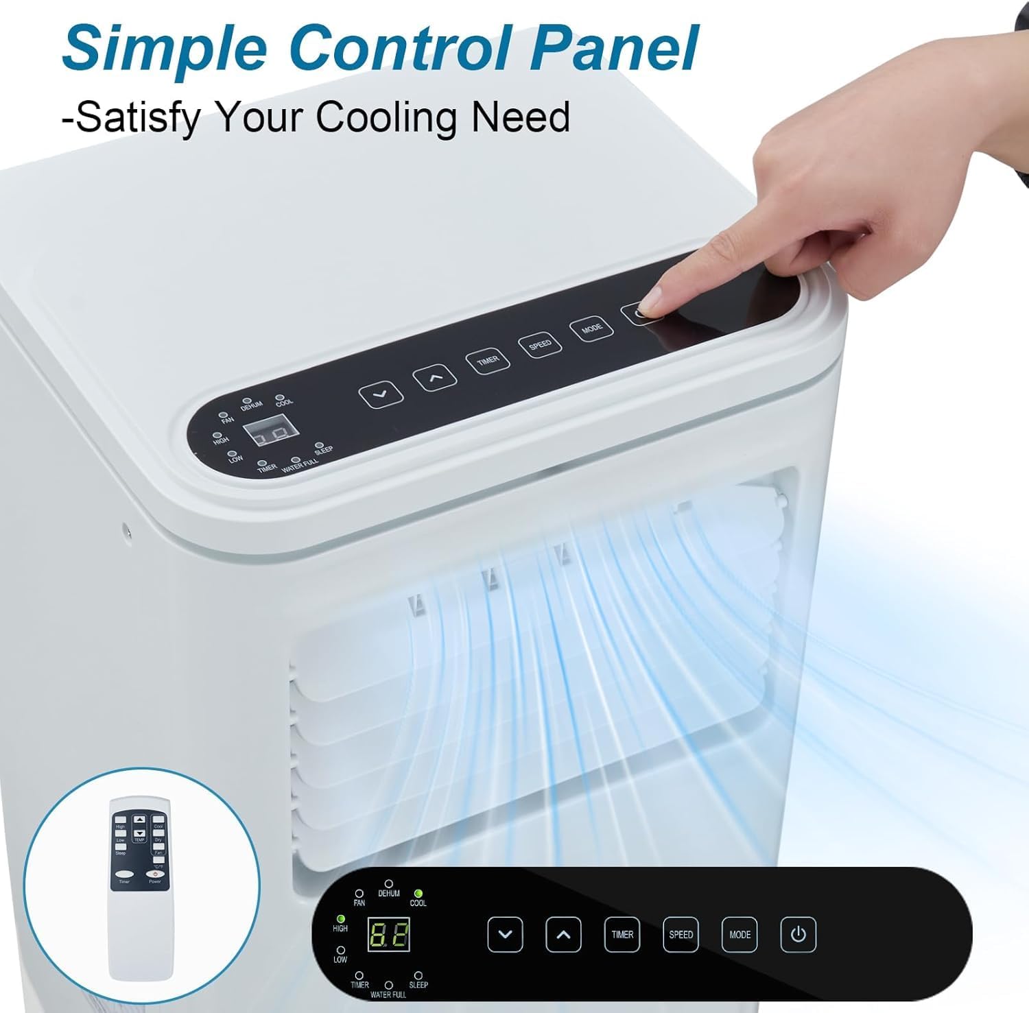 TrailBlaze 10000 BTU Portable Air Conditioner, 3 IN 1Dehumidifier, Fan Mode,Remote Control up to 450 Sq. Ft, Floor Room AC Unit with Cool,Air Cooler for Bedroom Office Home