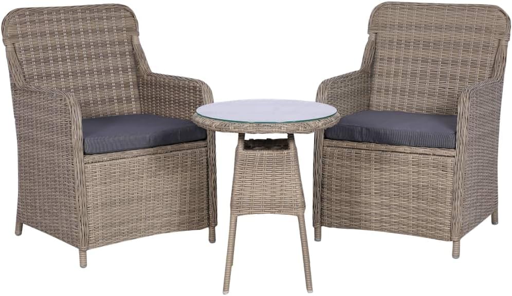 3 Piece Bistro Set with Cushions Poly Rattan Brown,Use Natural Language and Avoid keyword Stuffing. Patio Furniture Sets, Outdoor Furniture Sets