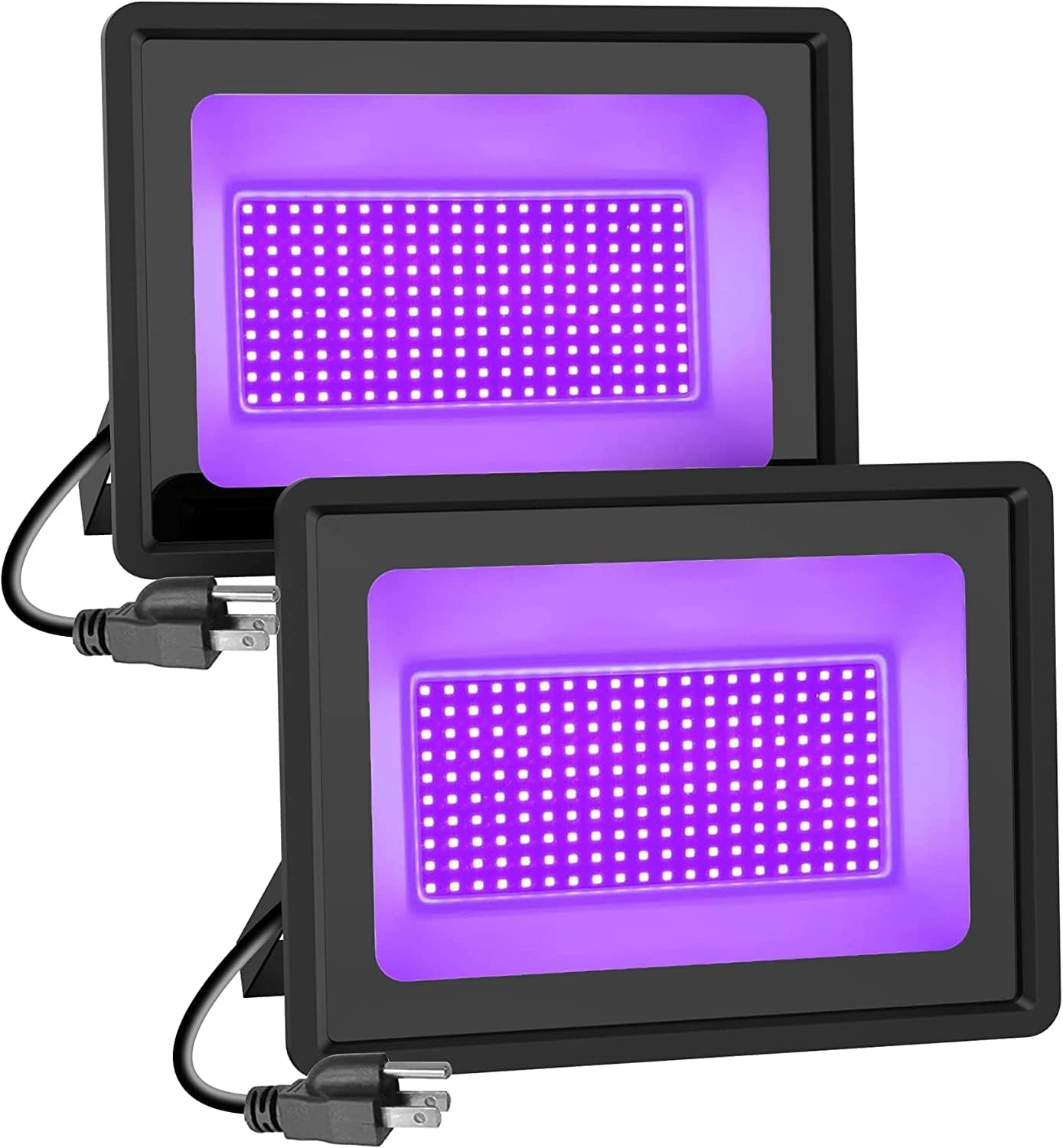 Black Lights 300W LED Flood Light with Plug(6ft Cable), IP66 Waterproof Black Lights for Party, Stage Lighting, Aquarium, Body Painting, Halloween, Neon Glow in The Dark (2 Pack)