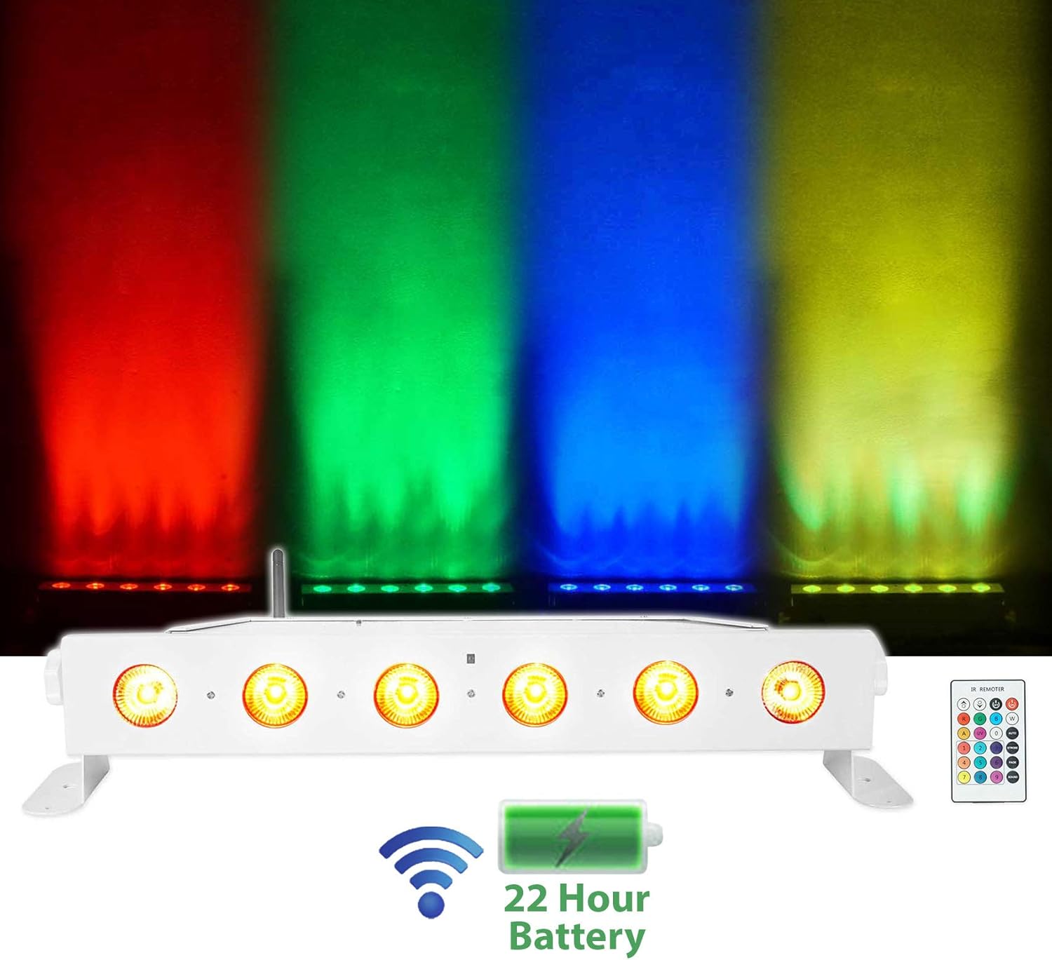 DJ Lighting Bundle: Rockville Best Strip 60 (10) Rechargeable RGBWA UV Strip Wash Lights & ROCKFORCE W4 384-Channel Wireless DMX Controller with MIDI, 11-Items