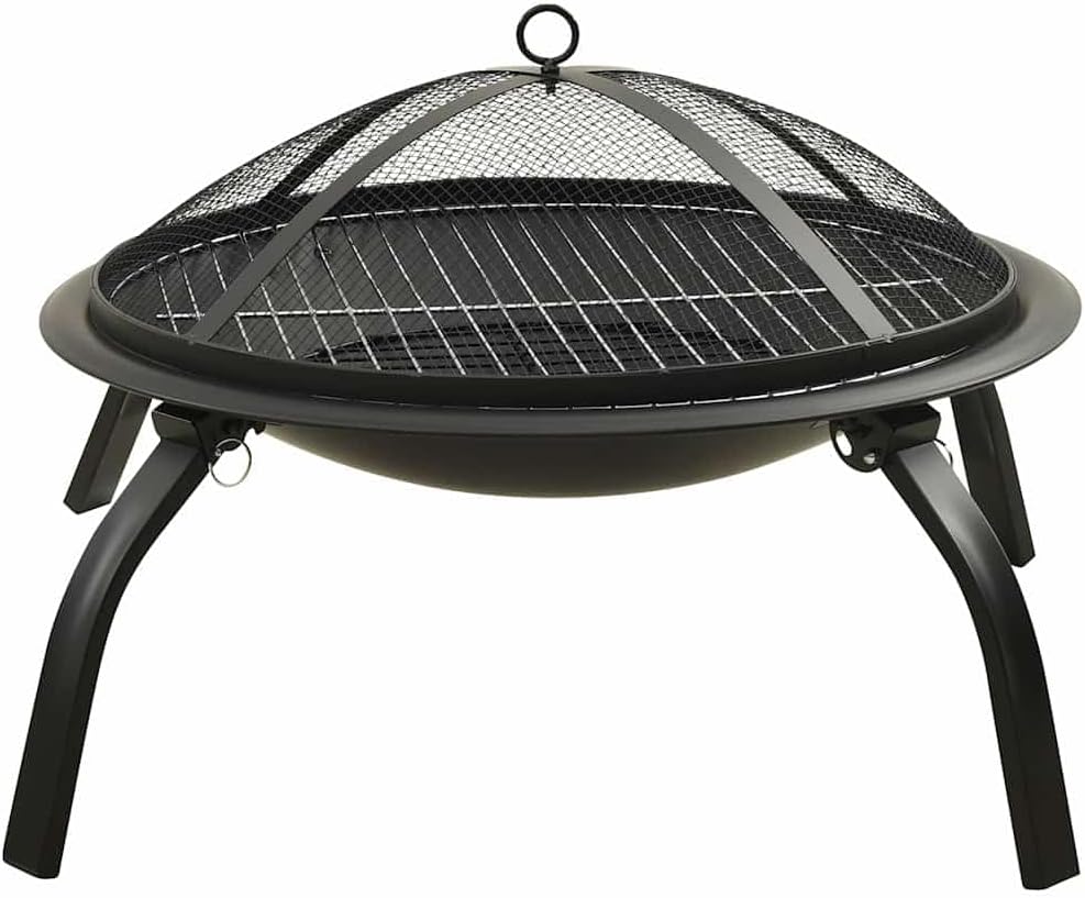 2-in-1 Outdoor Fire Pit, Portable Patio Wood Burning Fireplace, Smokeless Grill for Backyard Camping, 22