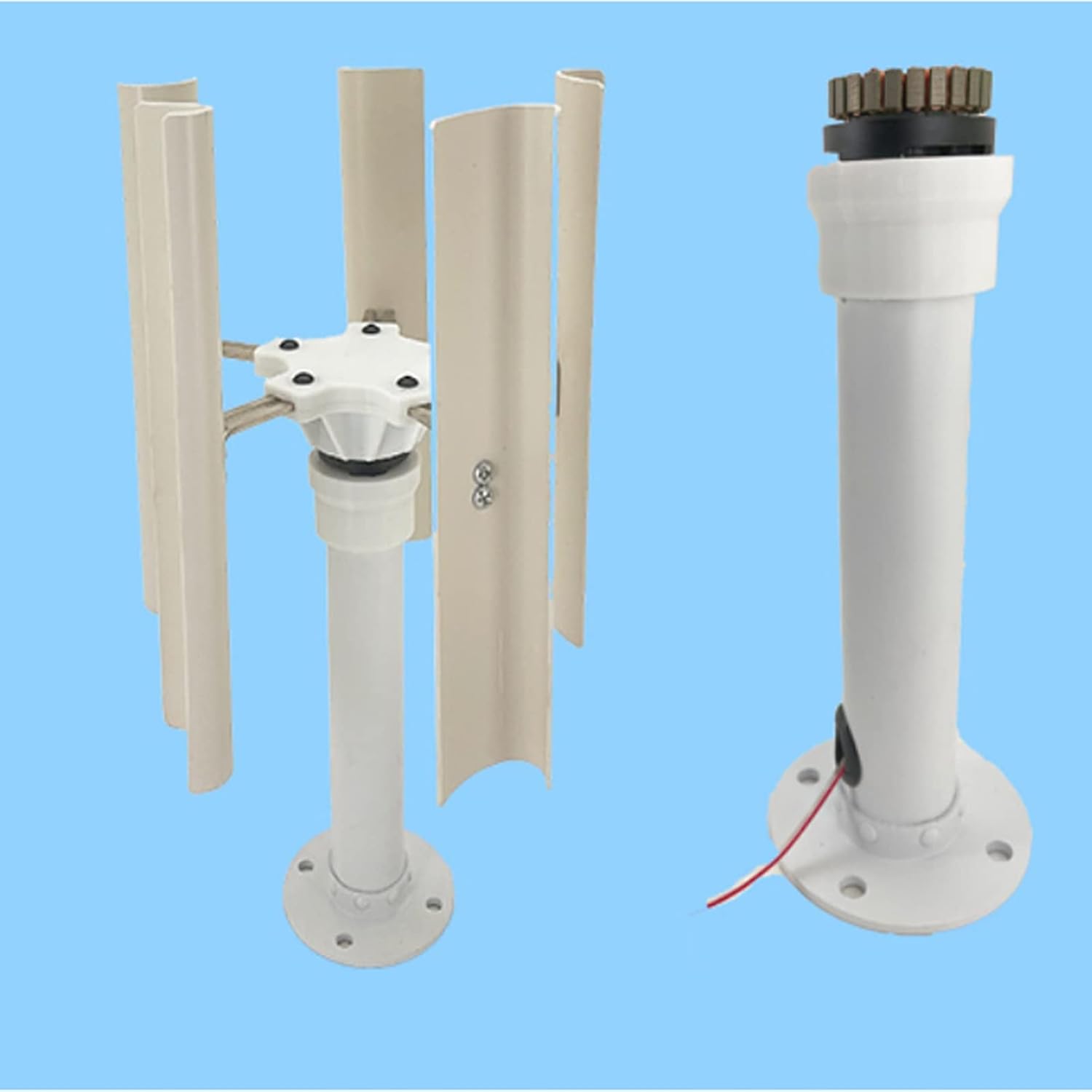 35W Vertical Axis Wind Turbine Model DIY 5 Blades Three Phase Permanent Magnet Brushless Generator Vertical Axis Breeze Portable Low Speed Outdoor Windmill