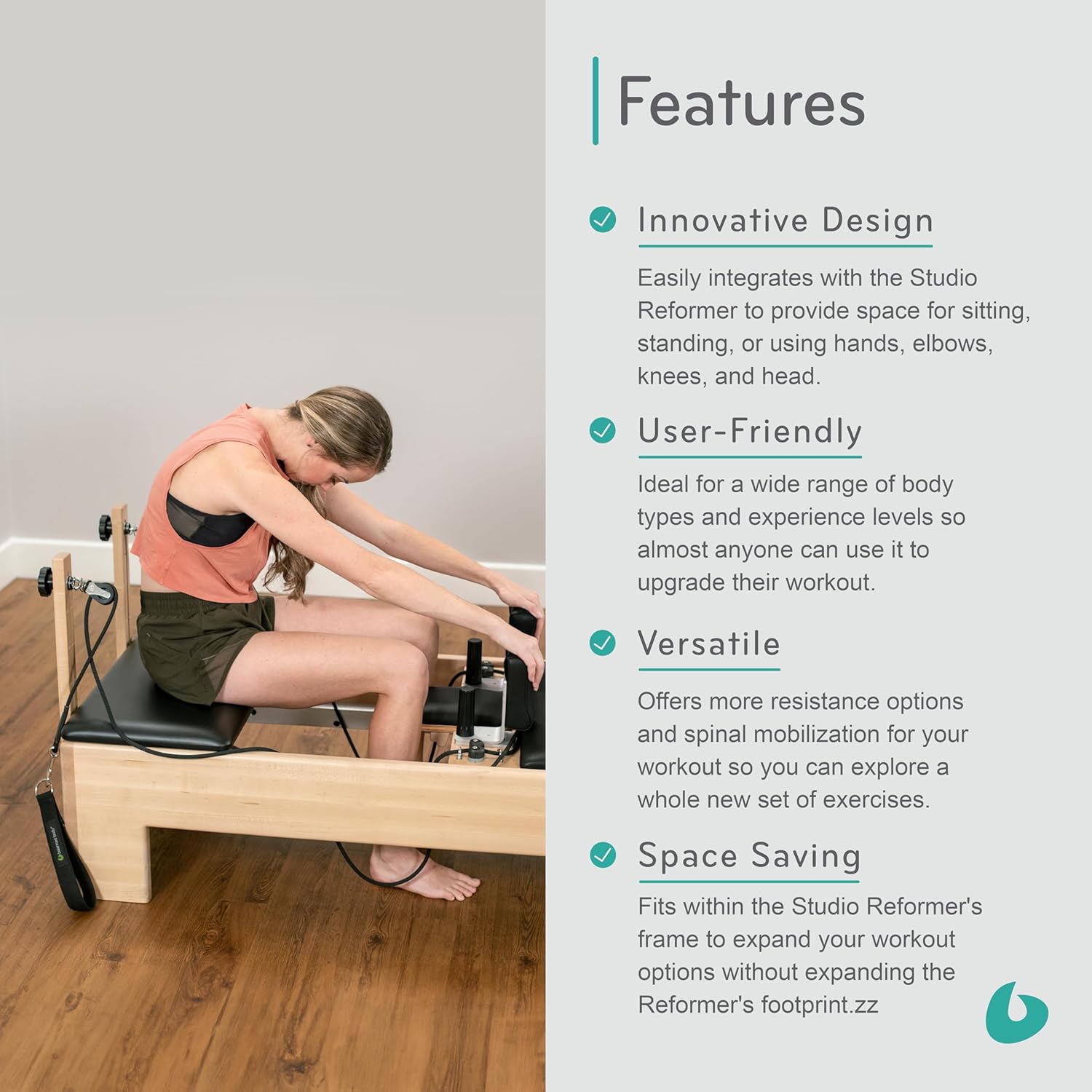 Balanced Body Studio Reformer Head End Platform, Pilates Reformer Platform, Reformer Accessory, Nonslip Platform for Home Pilates Gym or Studio Use