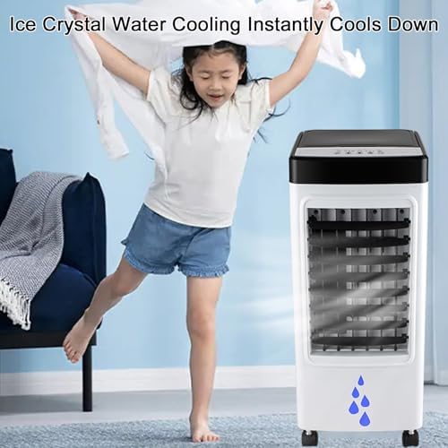 Portable Air Conditioners, Swamp Cooler with 6 L/1.59 Gal Water Tank, 7H Timer, Auto Oscillating, 2 Ice Packs, Portable Cooling Fan for Office Room Kitchen