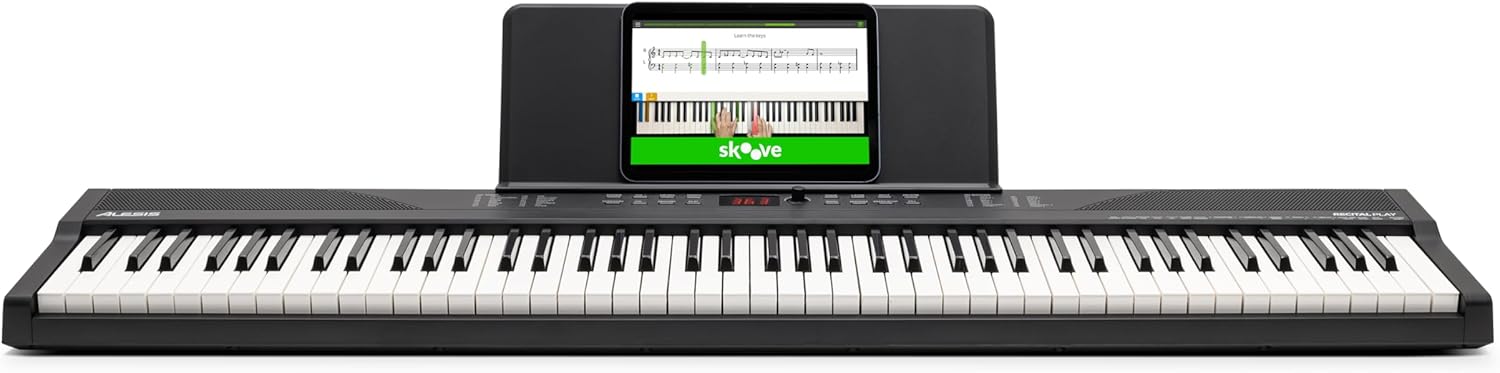 Alesis 88 Key Keyboard Piano with 480 Sounds, Speakers, USB MIDI, Carry-Bag, Stand, Headphones, Pedal and Piano Lessons for Beginners