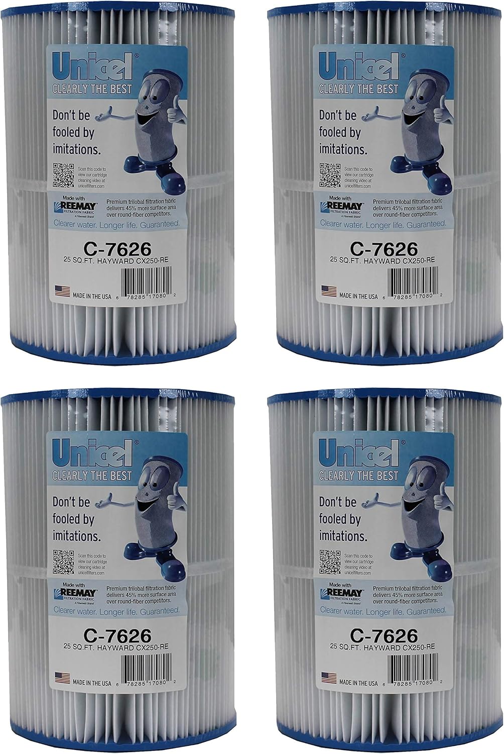 Unicel C-7626 25 Square Foot Media Replacement Pool Hot Tub Spa Filter Cartridge with 111 Pleats (4 Pack)