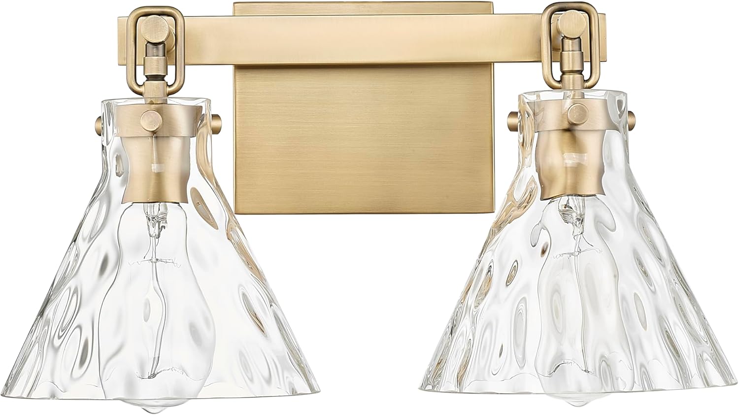 ML Lighting | Barlon Collection | 20002-VB | 2 Light Vanity in Vintage Brass Finish with Clear Water Glass Shade | Versatile Design That adds High-End Texture and Elegance to Your Bathroom