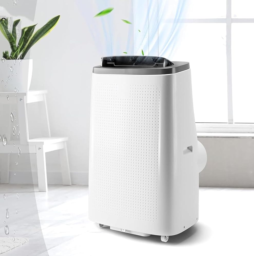 14000 BTU Portable Air Conditioner with 3-in-1 Cooling and Dehumidifying Functions, Fan Modes, Quiet Operation, Self-Evaporative, Energy-Efficient, Easy Install, Remote Control, 24-Hour Timer