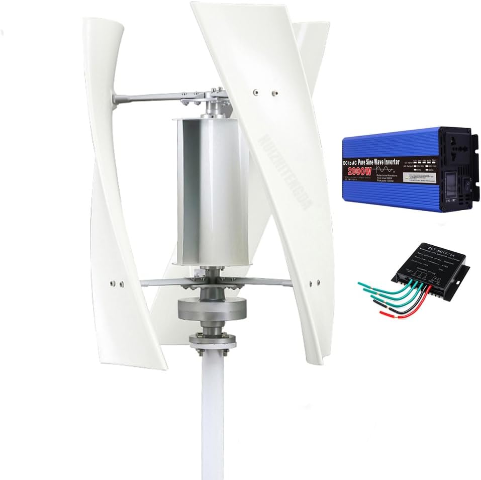 2000W 220V Vertical Wind Turbine Generator 12V/24V/48V New Energy 3 Blades Generator with MPPT Controller for Boats, Homes, Gazebos & Chalets (Noiseless),48v