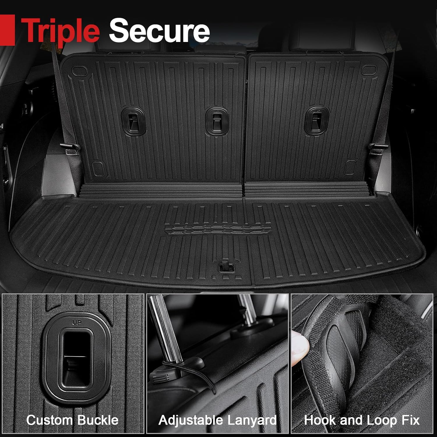 Floor Mats for 2026 Hyundai Palisade 7/8 Seat (Only Gas), All Weather TPE Cargo Mat with 3rd Seat Back Cover and Lower Trunk Mat Protection for 2026 Hyundai Palisade Accessories