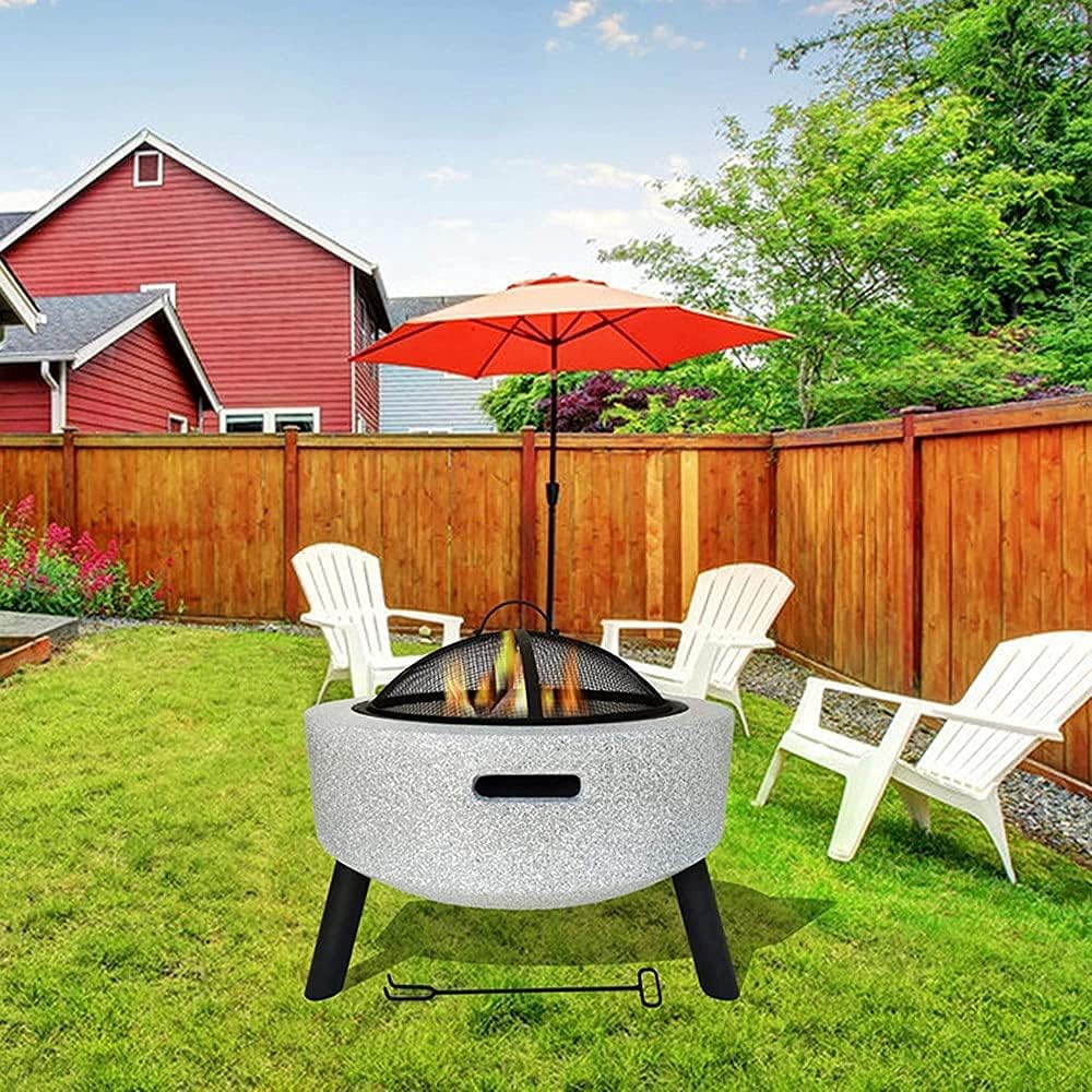 Large Outdoor Fire Pit Bowl,Outdoor Heater Wood Burning,Round Firebowl Table,Fireplace for Charcoal Burning,Patio Firepit with Steel Base
