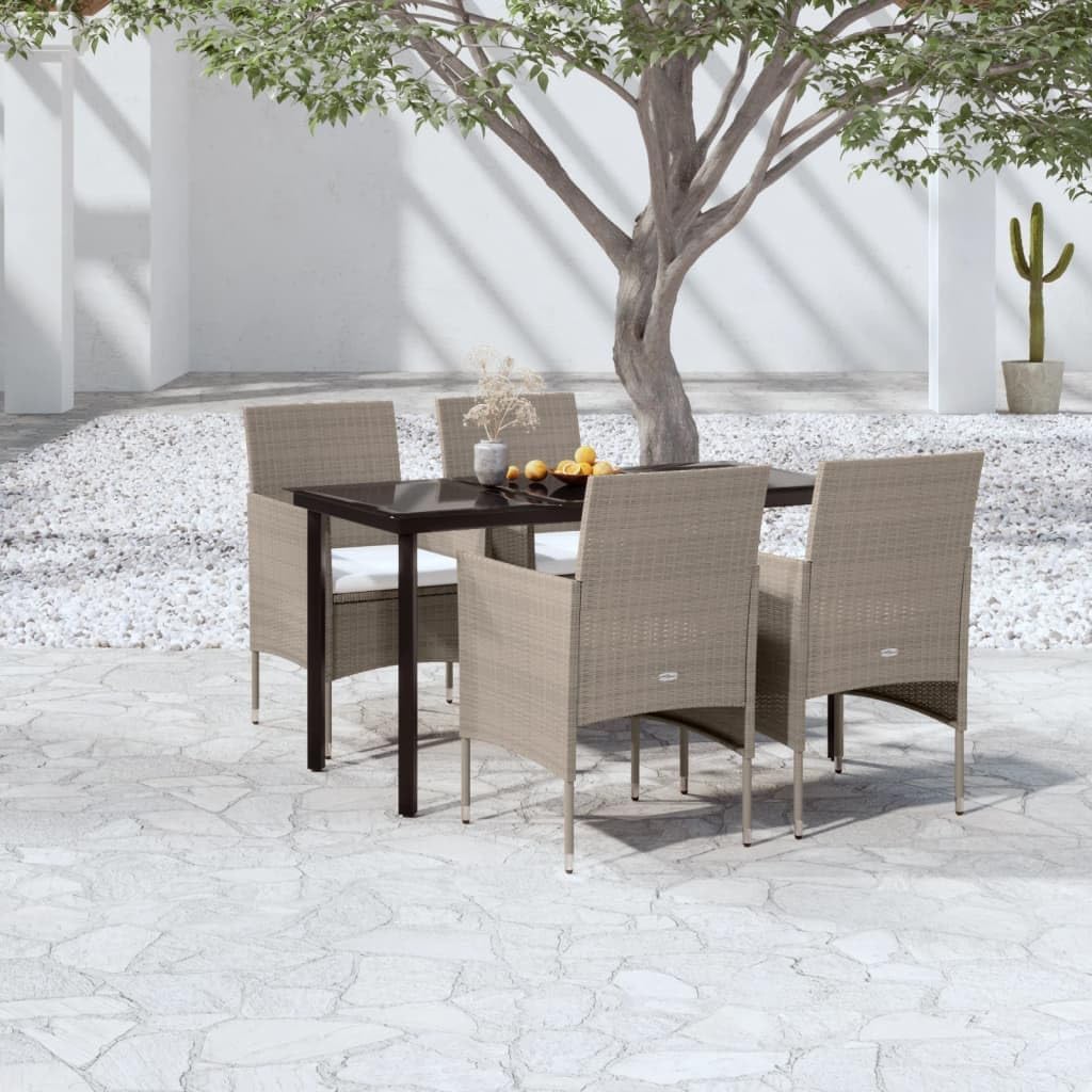 5 Piece Patio Dining Set with Cushions Beige and Black,Versatile Patio Dining Set for Outdoor Dining and Relaxation Patio Furniture Sets, Outdoor Furniture Sets