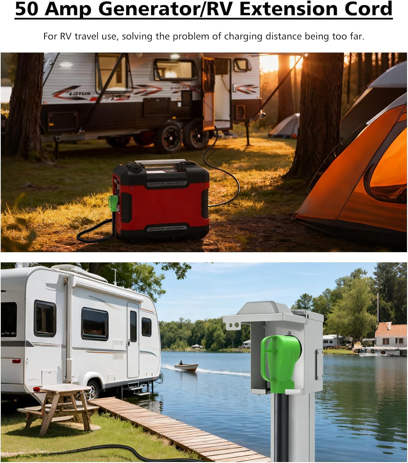 50 Amp Generator Cord with Twist Lock, 25FT Heavy Duty 6/3+8/1 Gauge Generator Cable, 14-50P/SS2-50R STW Power Cord, 50 Amp Extension Cord for Generator & Yard & House