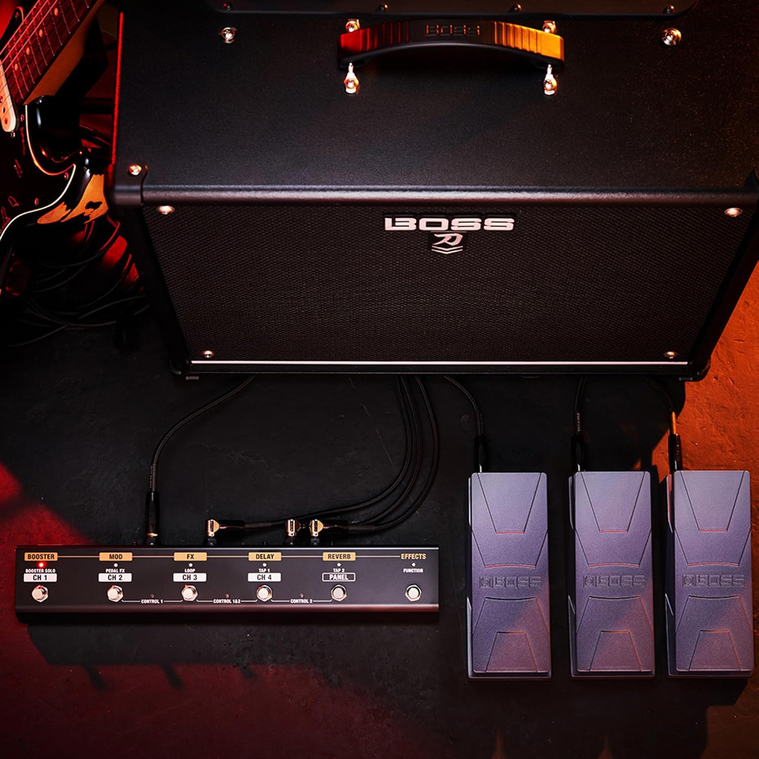 Boss GA-FC-EX Foot Controller Bundle with Gearlux Instrument Cable, Patch Cable, Picks, and Austin Bazaar Polishing Cloth