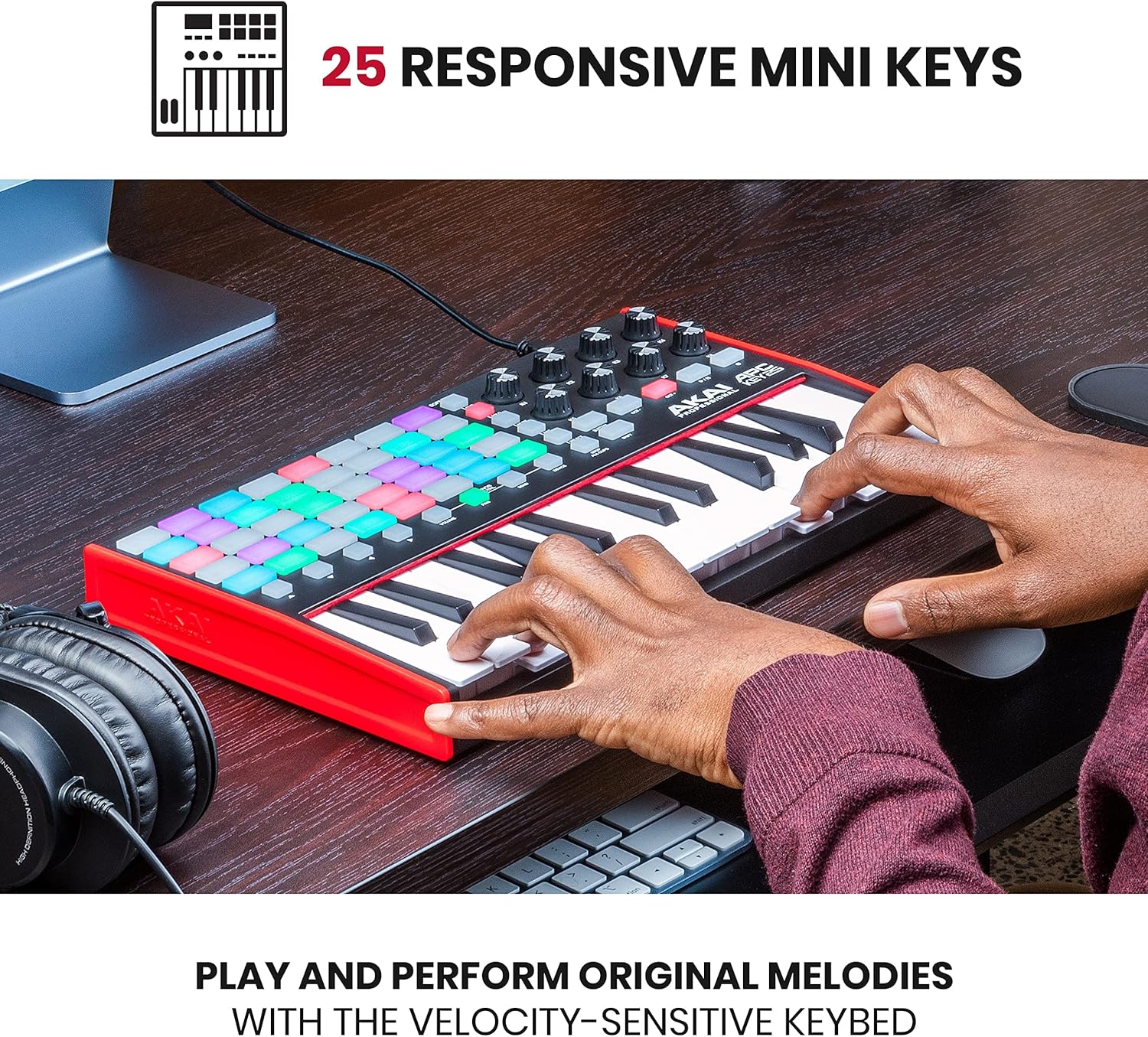 Akai Professional APC Key 25 MK2-25-Key USB MIDI Keyboard Controller for Clip Launching with Ableton Live Lite, 40 RGB Pads and 8 Rotary Knobs