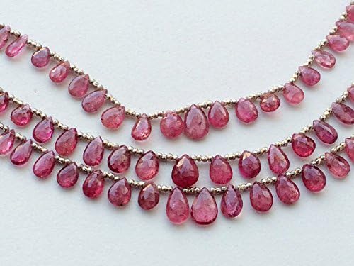 13 inch natural beads strand of 4x5-6x10mm faceted pear pink tourmaline gemstone beads for DIY jewelry - necklace, bracelet, earring, ring.