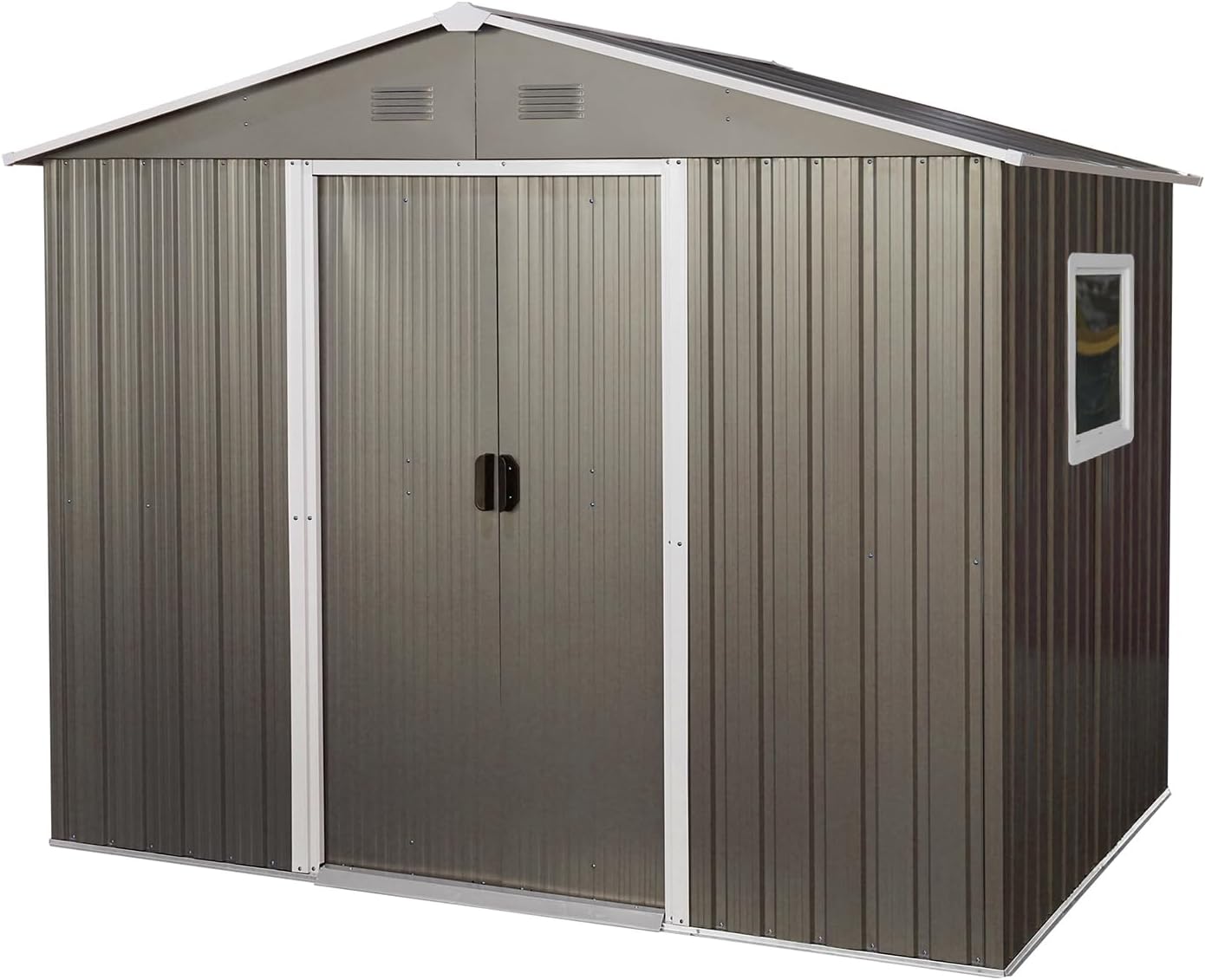 Outdoor Storage Shed, 6x8 FT Lockable Metal Garden Shed with 4 Air Vents, Window, Padlock, Large Outside Storage Shed for Backyard Lawn Patio