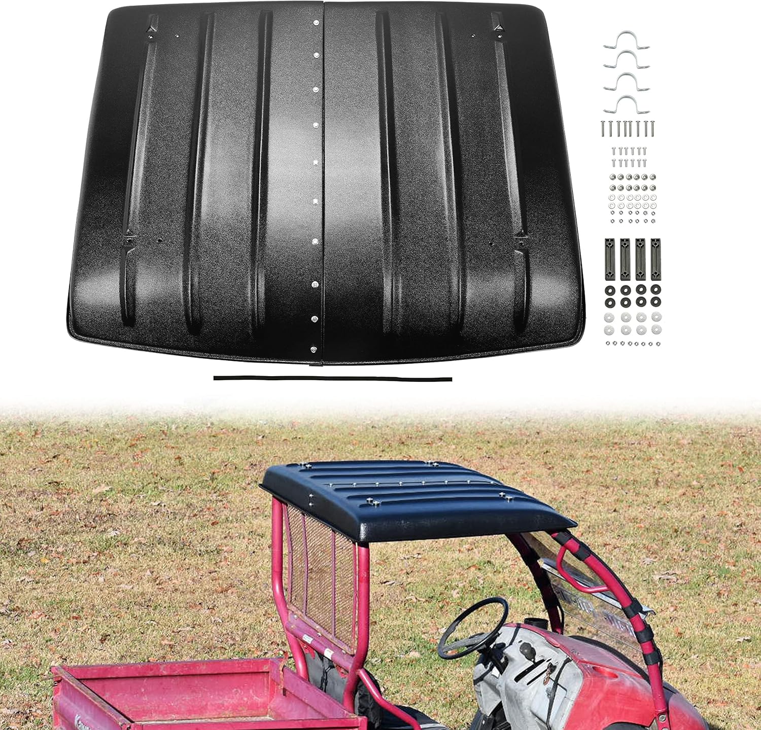 HECASA Hard Roof Top Compatible with 2005-2024 Kawasaki Mule 600 610 SX 4X4 Top Roof Replace for KAF600-005B Black UTV Accessories
