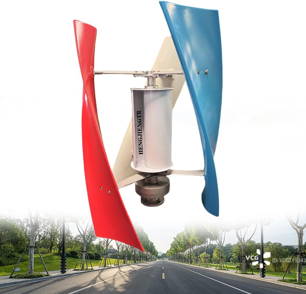3 Blades Home Small Vertical Wind Turbine, 2000W-5000W Vertical Wind Turbine 3 Phase with, 12V 24V 48V 220V Controller High Efficiency and No Noise (White)