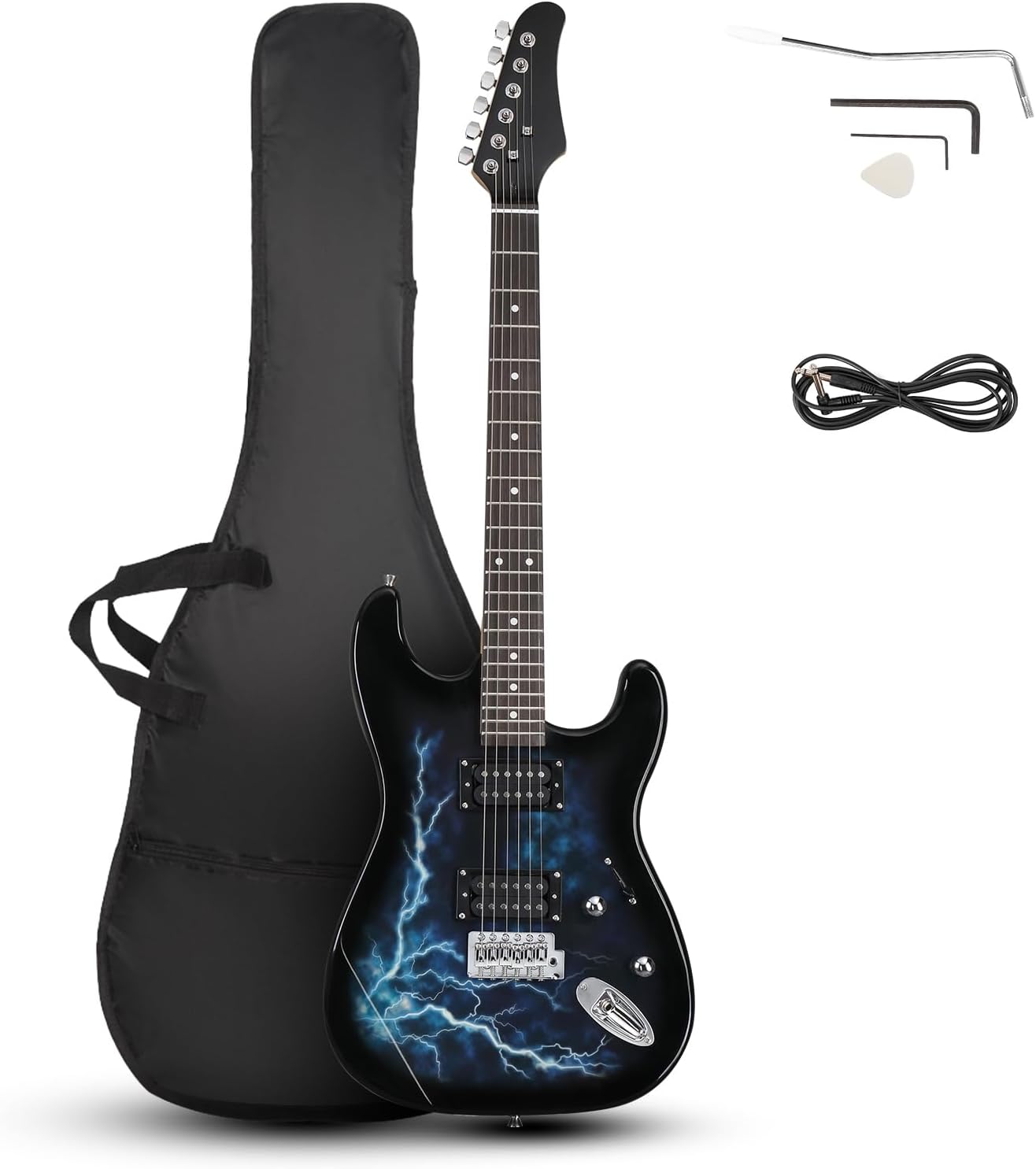 Full Size Electric Guitar, 39-Inch H-H Pickups Electric Guitars Kit with Shoulder Strap, Gig Bag, Cable and Tremolo Arm for Beginners