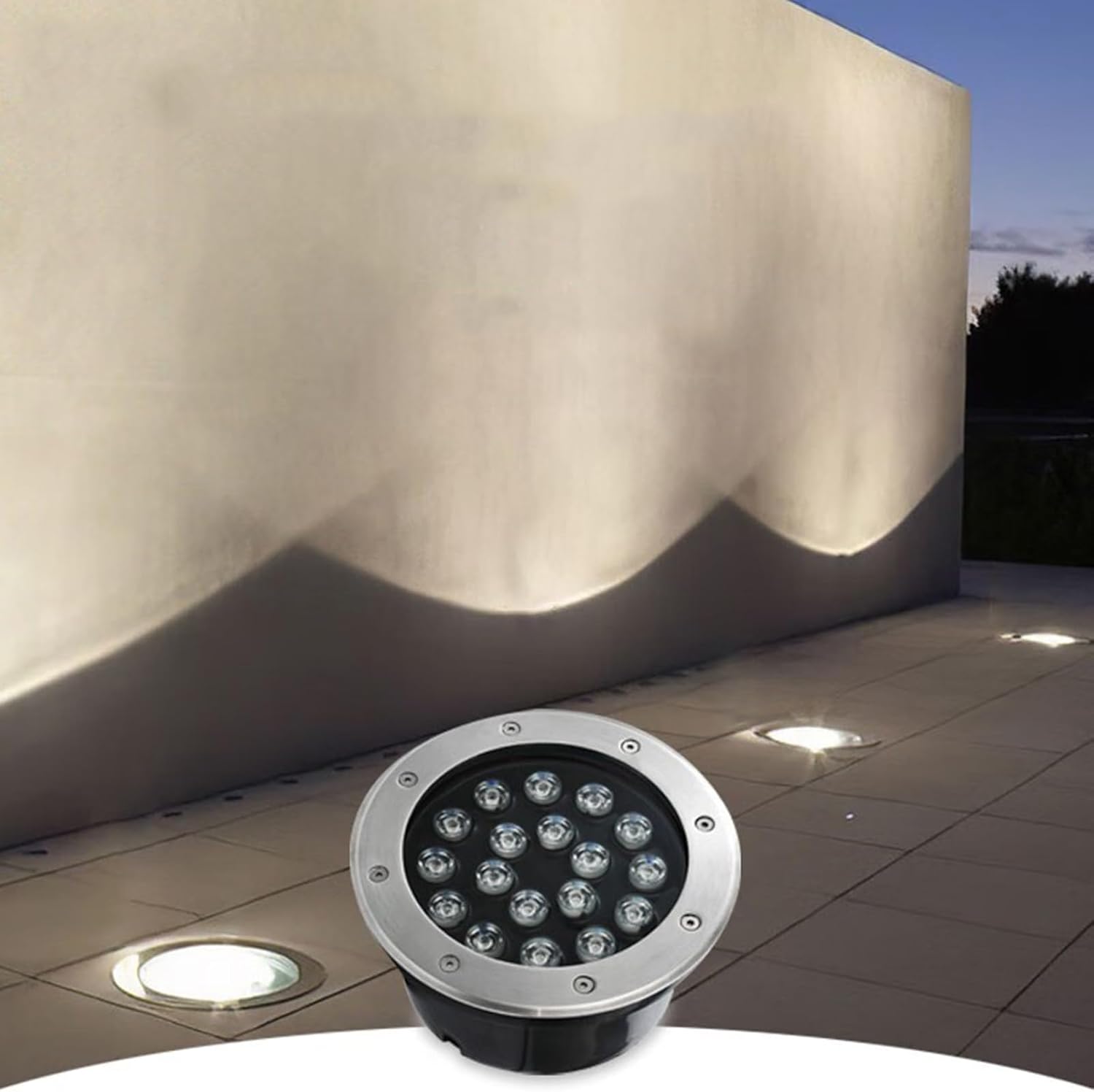 LED Ground Lights Outdoor Underground Light Embedded Well Light Waterproof IP66 AC85-110V Round Driveway Lights for Pathway Garden Deck Patio Steps Landscape Lights