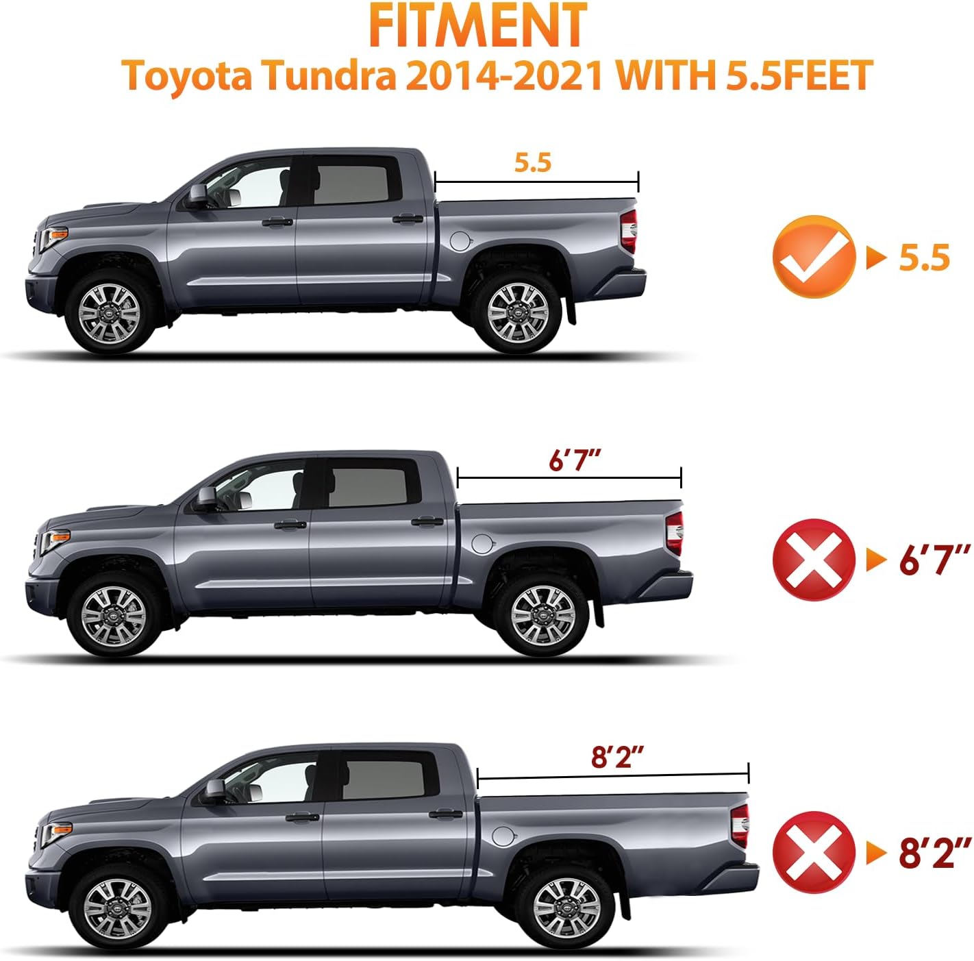 Nilight Soft Tri-fold Truck Bed Tonneau Cover Compatible with Toyota Tundra 2014 2015 2016 2017 2018 2019 2020 2021-5.5ft