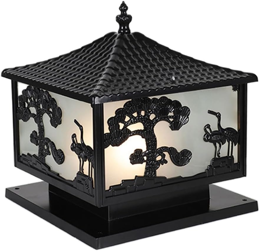 Outdoor Post Light Pillar Lights Fixture Square Industrial Column Lamp Rural Lamp Waterproof, Farmhouse Yard Pathway Deck Lighting Fixture Fits 4x4, 5x5 Or 6x6 Wooden Posts