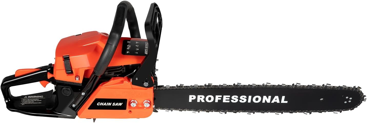 Gas Chainsaw 20 Inch, 58CC 2-Cycle Gasoline Powered Chainsaw, 10500RPM Handheld Cordless Petrol Chainsaw, for Forest Harvesting, Cutting Wood Trees, Garden and Farm Use