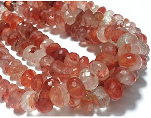 13 inch natural beads strand of 8mm faceted rondelle graphic quartz gemstone beads for DIY jewelry - necklace, bracelet, earring, ring.