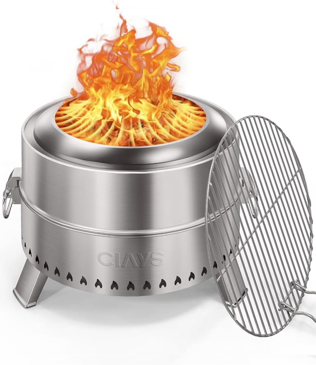 CIAYS Smokeless Firepit, 21 Inch Fire Pit for Outside with Patented Technology, Large Fire Pit for Patio with Steel Grill Rack, Fire Poker, and Bag, Easy Setup and Storage, Wood Burning