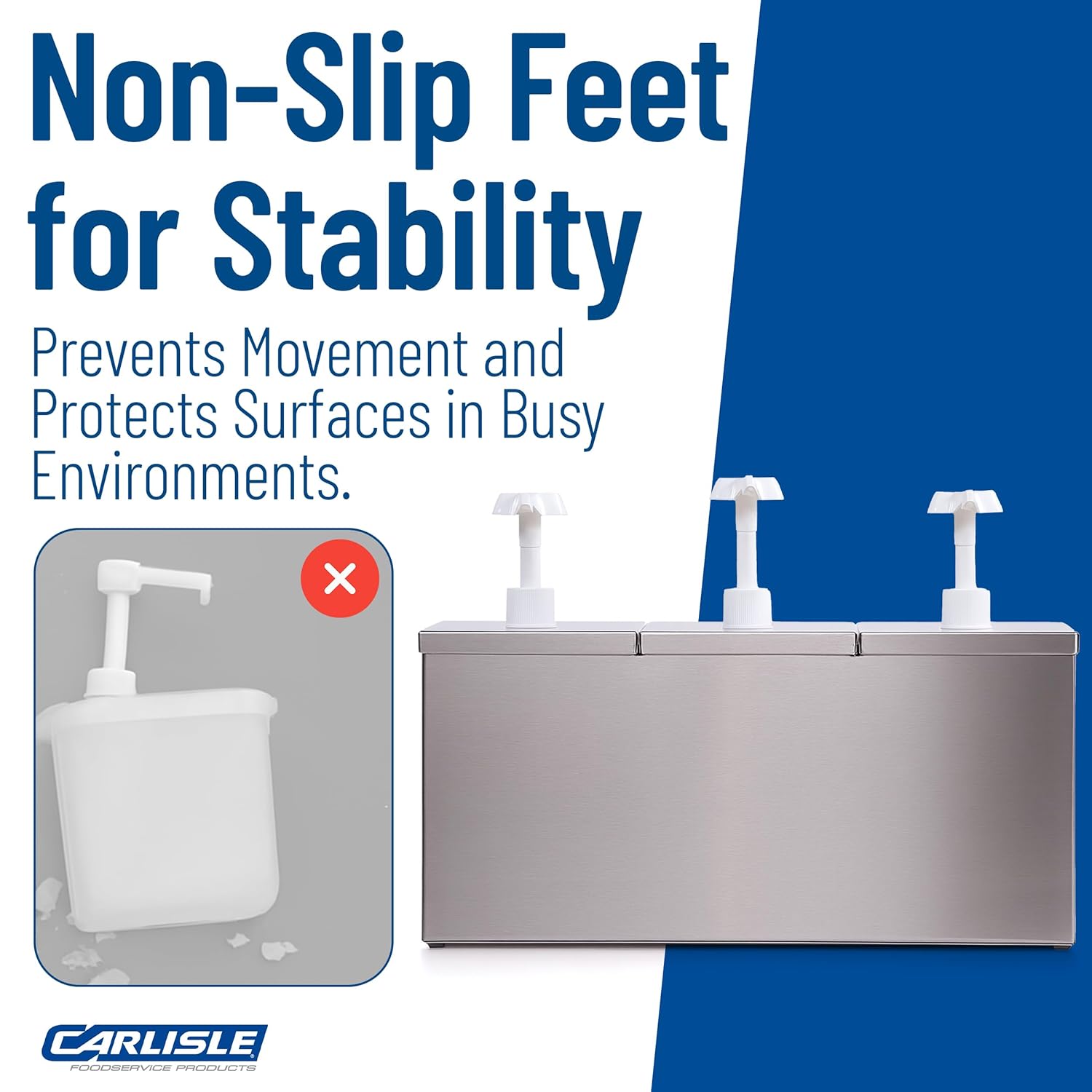 Carlisle FoodService Products Insulated Condiment Rail Condiment Center with 3 Pumps and Ice Packs for Gas Stations, Restaurants, And Fast Food, Stainless Steel, 15.88 x 7.38 x 11 Inches, Silver