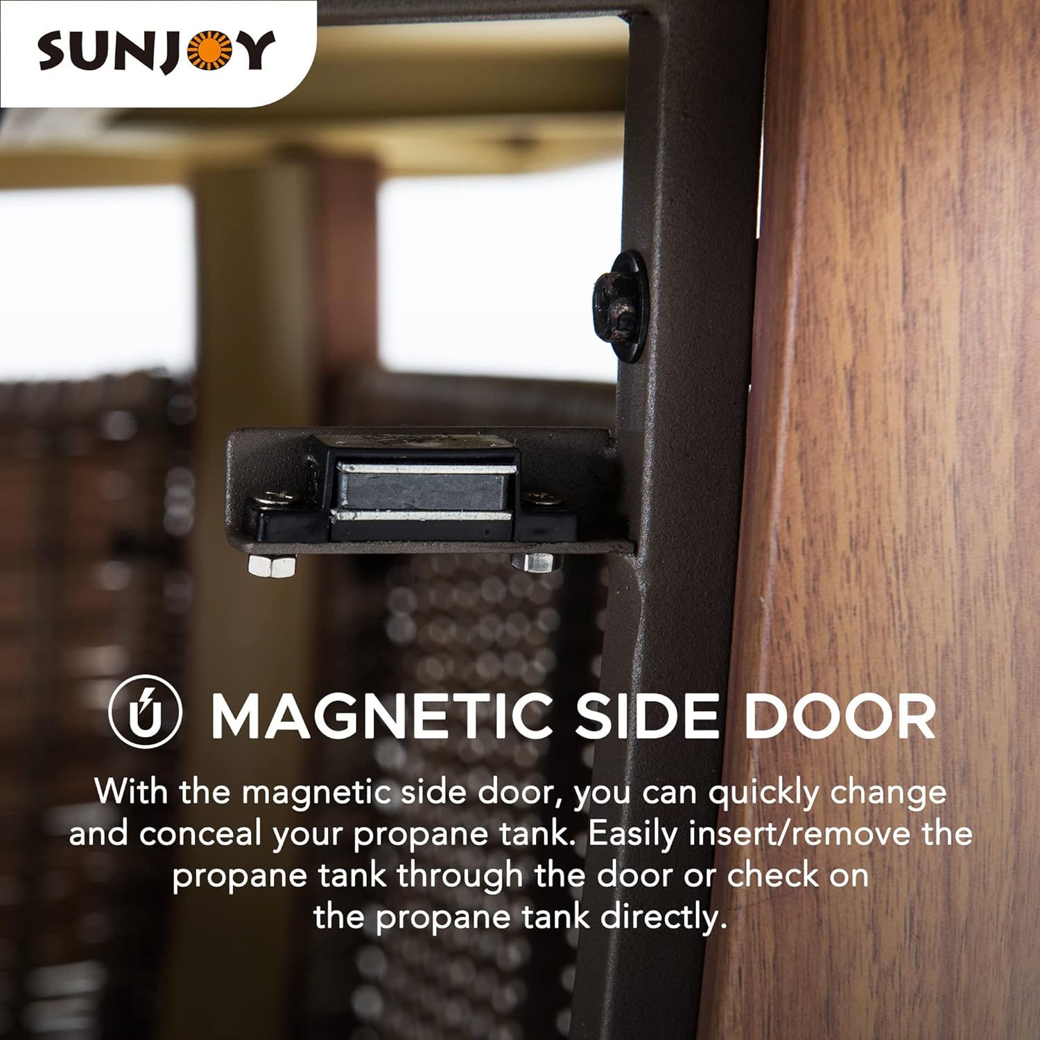 SUNJOY 38 in. Fire Pit Table, Patio Smokeless Propane Firepit (CSA Certified, 37,000 BTU) Gas Burning Brown All-Weather Wicker Firepits Large Fire Table with Lid for Outside