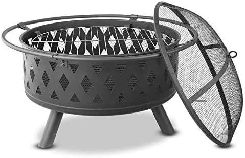 Fire Pits Outdoor Wood Burning Outdoor Fire Large Bonfire Wood Burning Patio Coal Grill Firepit for Outside Grill Charcoal Smokeless Grill with Spark Screen Poker with Cover BBQ Cooking for Outside Ca