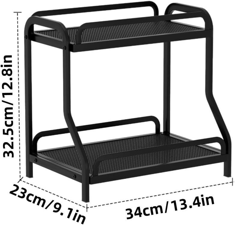 Seasoning Storage Rack, Countertop Spice Rack, Coffee Station Storage Rack, 2-layer Skin Care Product Rack, Metal Display Rack for Kitchen, Bathroom, Living Room(Black)