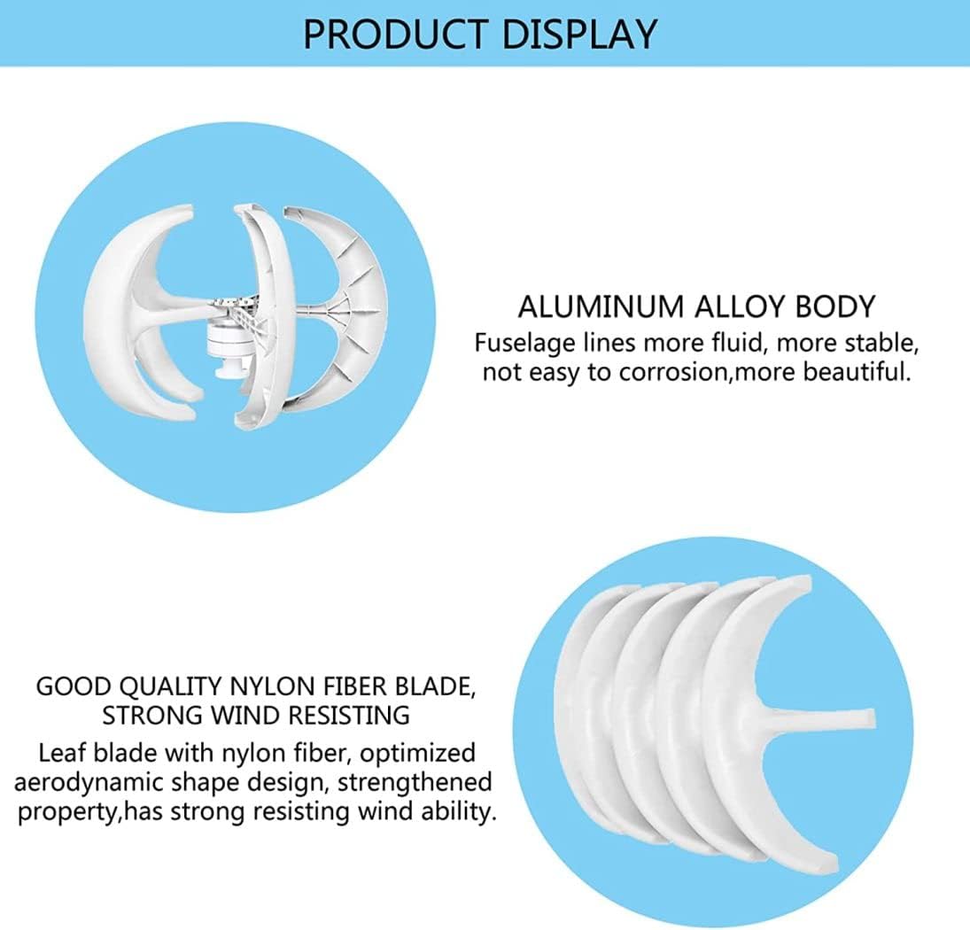 LiuSj JUnSt 9000W Wind Generators for Homes Use, 5 Blades Wind Turbines Generator 12V 24V 48V Energy Turbines Generator with Controller (White)
