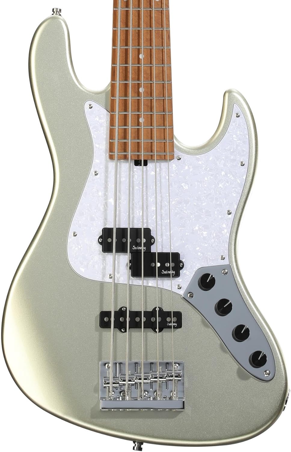 Sadowsky MetroExpress Hybrid P/J 5-string Bass Guitar - Solid Champagne Metallic, Roasted Maple Fingerboard