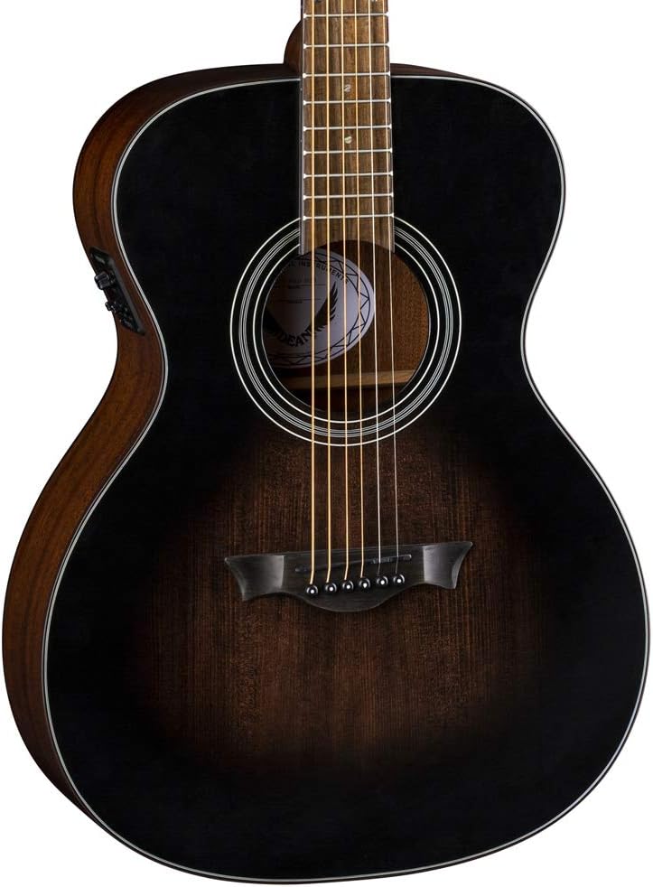 Dean Guitars 6 String St Augustine Folk Solid Top Acoustic/Electric Guitar, Right, Satin Vintage Black Burst (SA FOLK E VB)