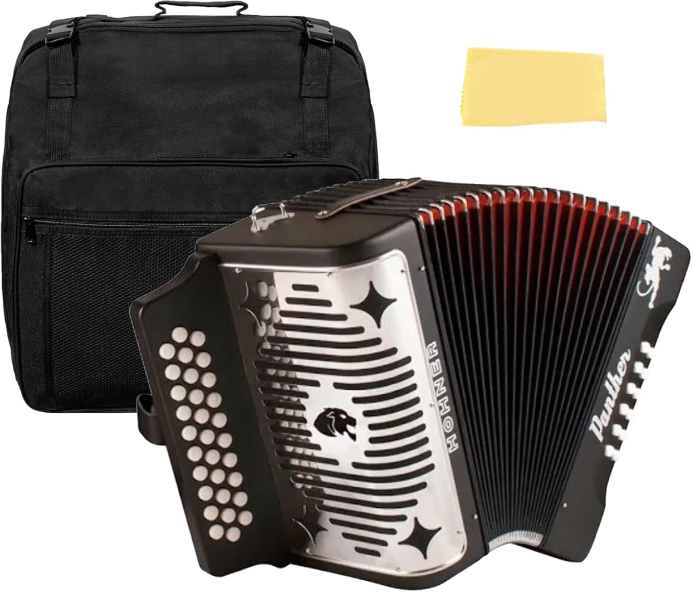 Hohner 3100FB Panther Diatonic Button Accordion in F key accordion Bundle with Accordion Gig Bag