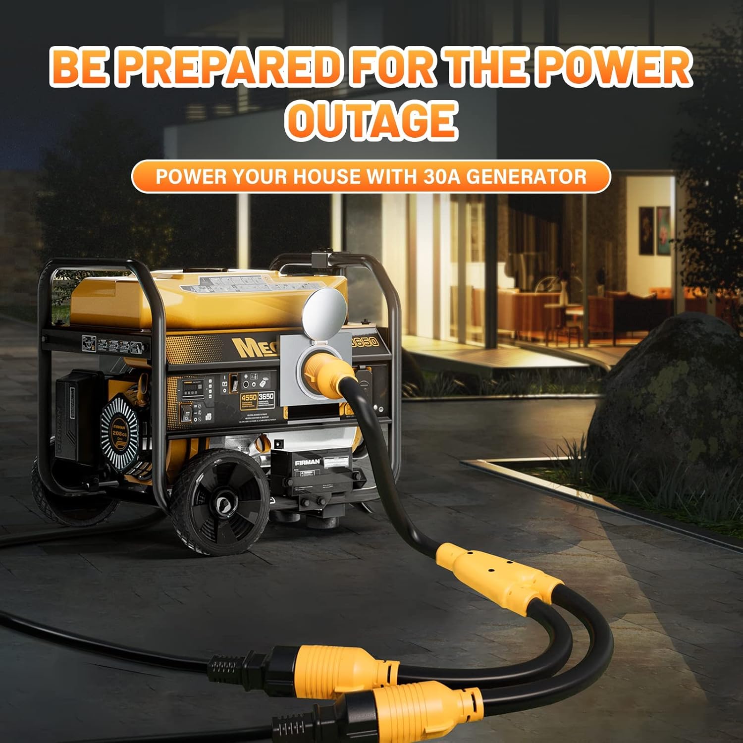 MECMO - Generator Splitter 4-Prong L14-30P Male to (2) L14-30R Female Y Adapter Cord +14-50P to L14-30R Generator Transfer Switch Adapter