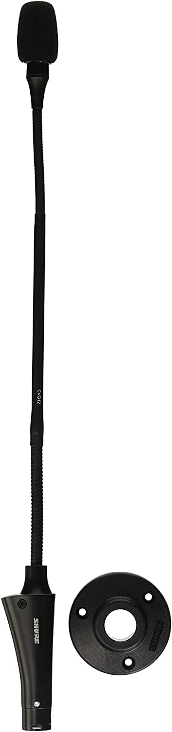 Shure CVG12-B/C Gooseneck Condenser Microphone, 12-Inch, Inline Pre-Amp, Flange Mount, Cardioid (Black) & A400SM Recessed Shock Mount for All Microflex and Easyflex Gooseneck Microphones