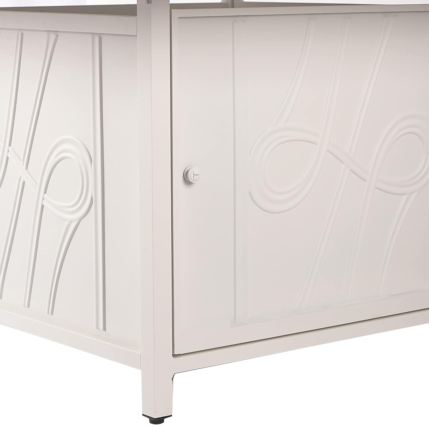 Square 42 in. x 42 in. Aluminum Propane Fire Pit Table with Glass Beads, Two Covers, Lid, 57,000 BTUs in White Finish